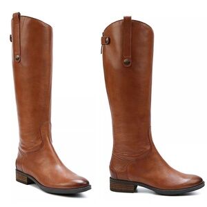 Sam Edelman brown leather Penny Knee high Riding boot Women 8 side zip